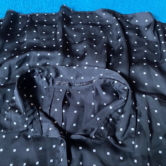 Zara black polka dot collar blouse - Picture 2 of 4